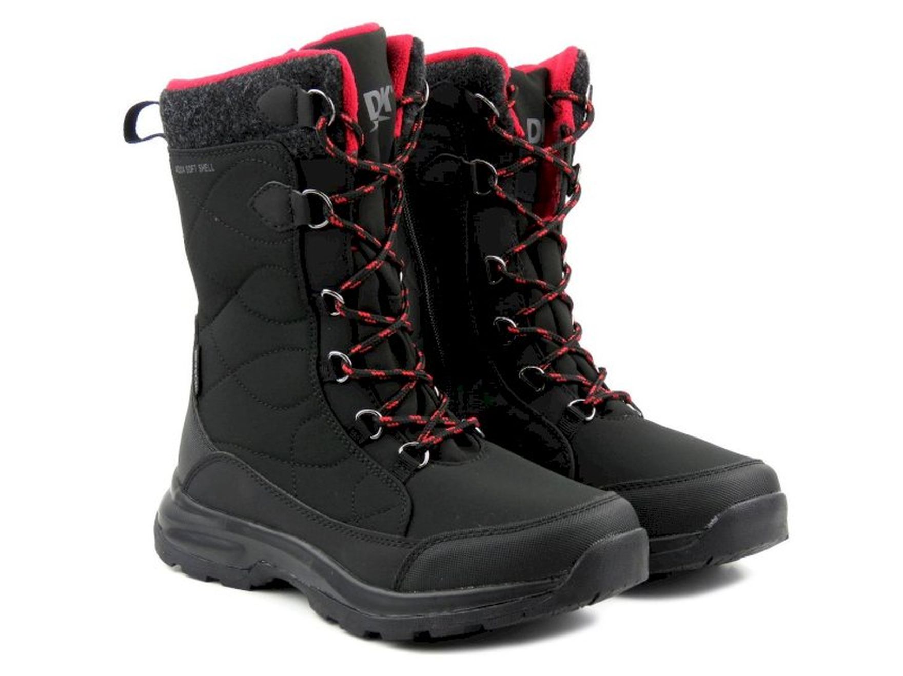 Wysokie buty zimowe, śniegowce damskie DK TECH SoftShell 2105, czarno-czerwone za 179 PLN