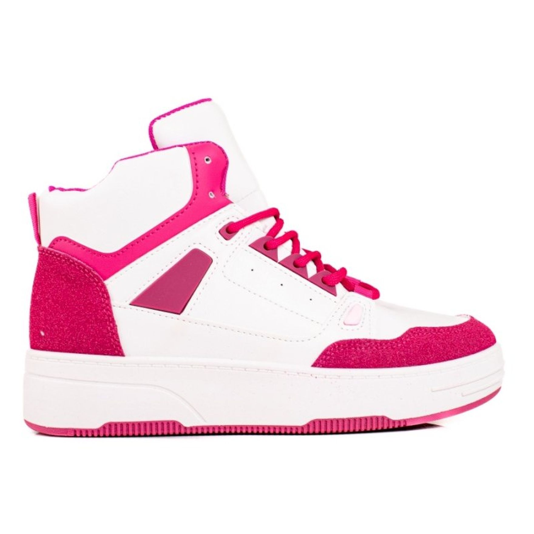 Wysokie sneakersy damskie Shelovet biało różowe białe