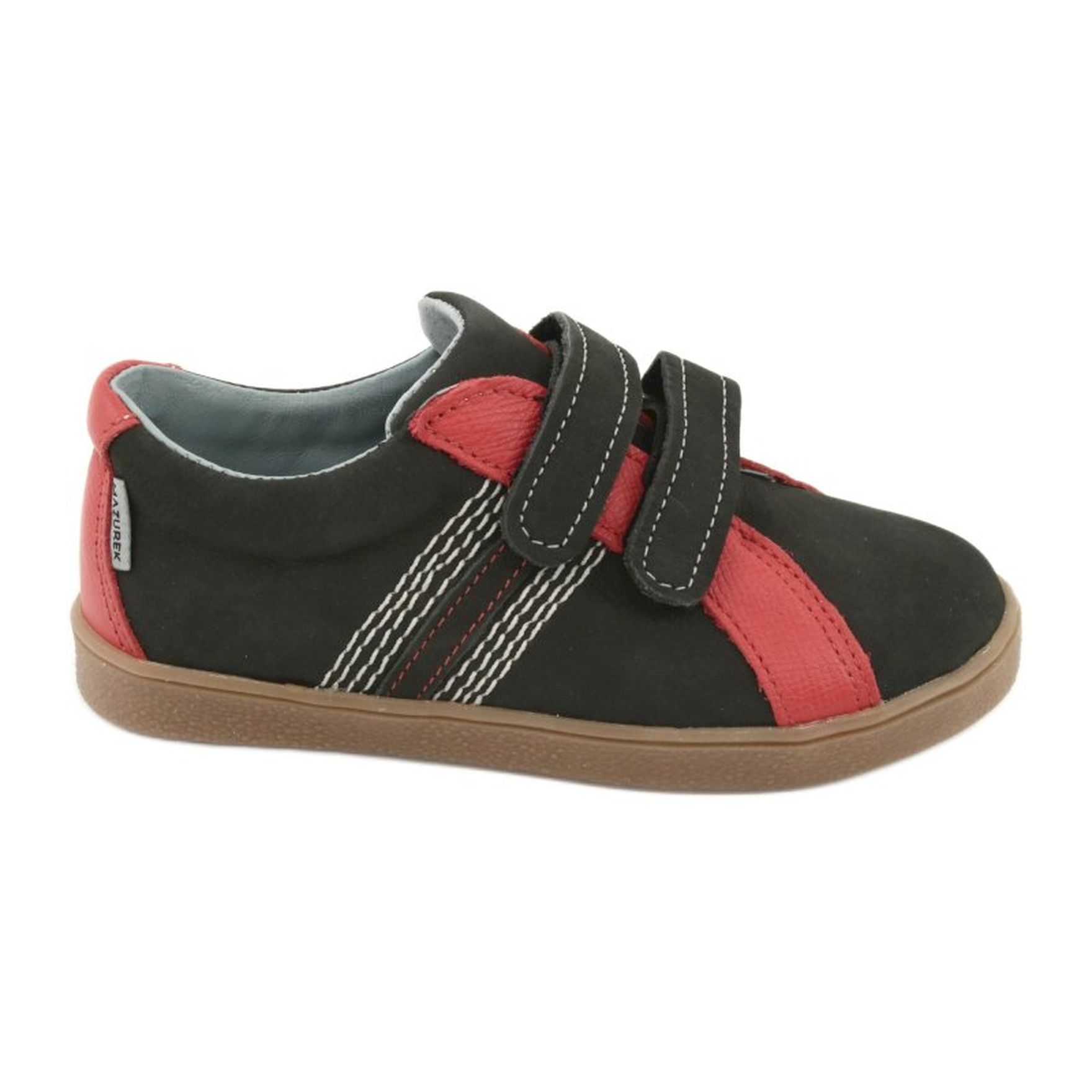 Buty chłopięce na rzepy Mazurek 1235 czarne czerwone
