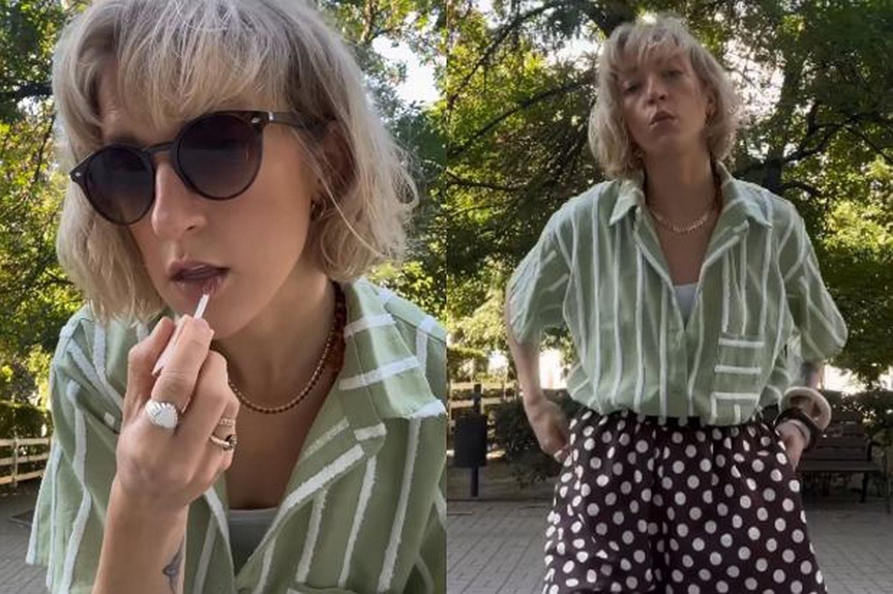 Grochy i pasy w jednej stylizacji? Lara Gessler udowadnia, że ten modowy "błąd" to przepis na udany look